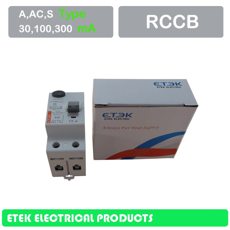 RCCB EKL1-63 4P 30MA 100MA 300MA типа 400/415V~ 50 Гц/60 Гц остаточный ток выключателя 16A 25A 32A 40A 50A 63A 80A