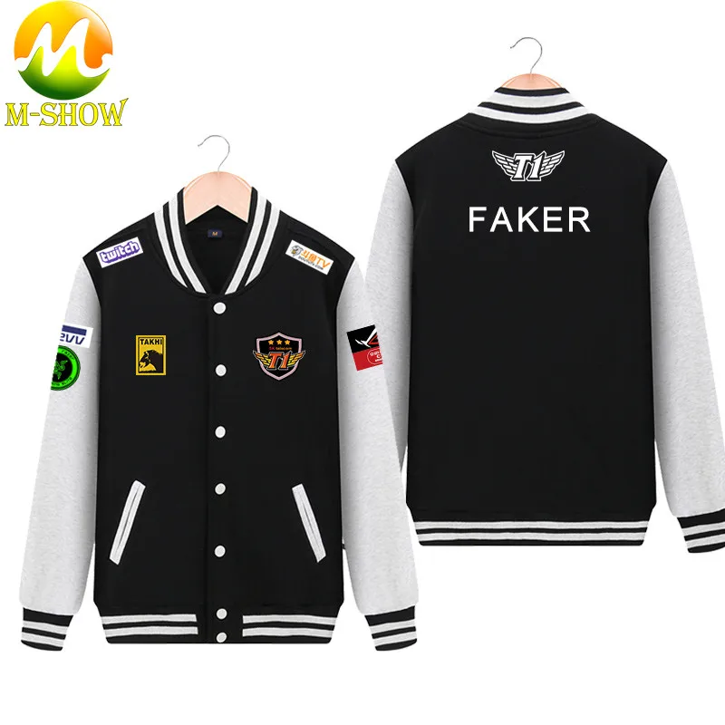 Skt куртка пальто для мужчин толстовки команды skt t1 Faker Джерси на молнии хлопок
