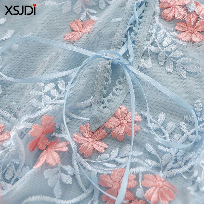 Женское Кружевное боди с вышивкой Сексуальное глубоким V-образным вырезом