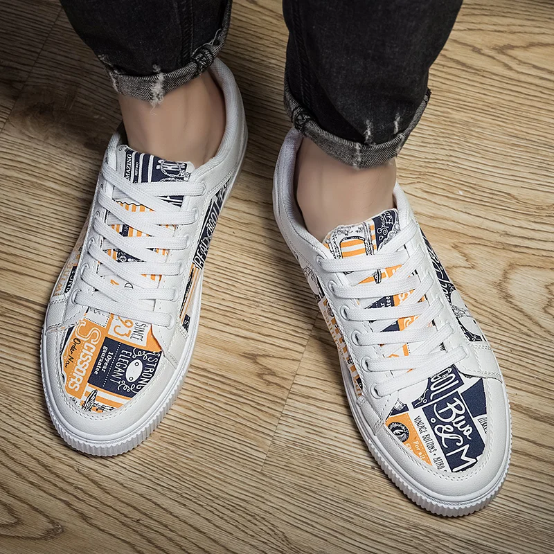 

Spring Fashion Men Vulcanize Shoes Brand White Sneakers Outdoor Walking Male Shoes Adult Breathable Men Casual Shoes