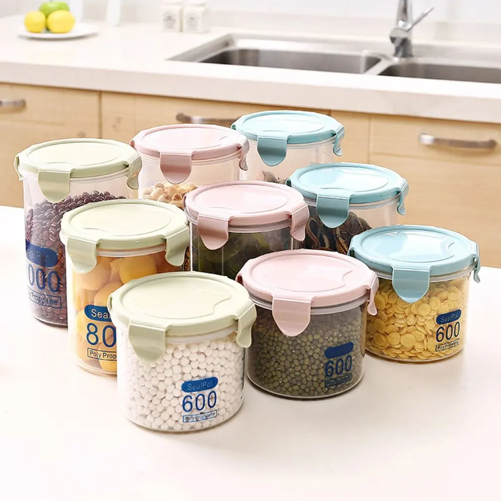 

Round transparent sealed can Glass Jar Sealed Cans Kitchen Food Storage Bottle