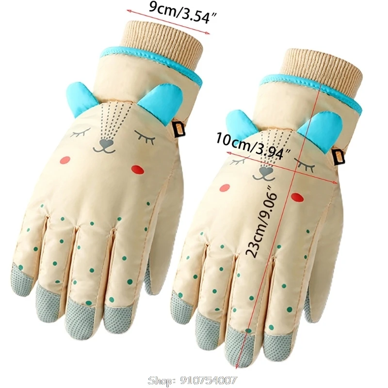 

Kids Winter Waterproof Snow Gloves Colorful Cartoon Ears Thermal Insulated Windproof Snowboard Ski Warm Mittens N07 20 Dropship