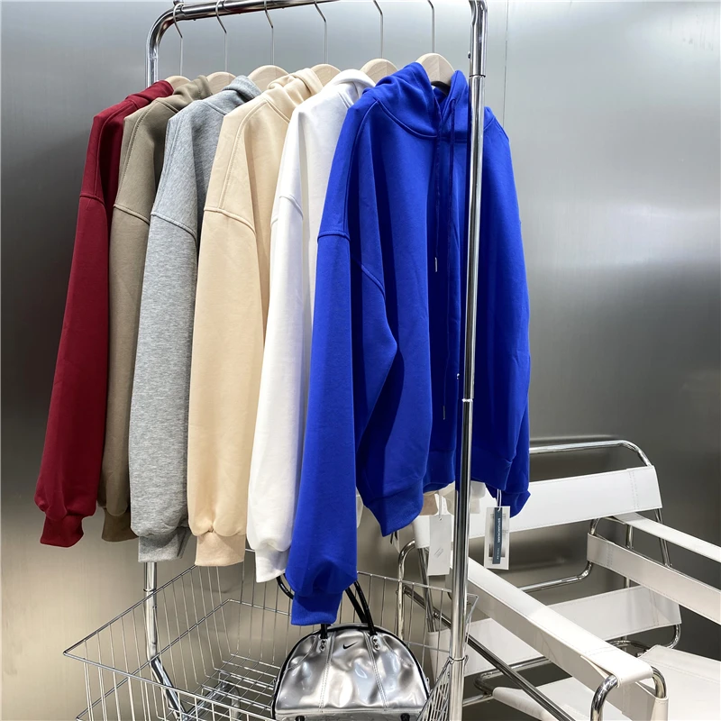 

New Brand Original Design 2021 Multicolor Casual Hoodie 2021 Korean Loose Casual Versatile Drawstring Pullover Solid Color Top