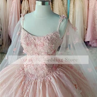 pink quinceanera dresses with wrap lace appliques spaghetti straps charro sweet 16 dress beading vestidos de 15 a%c3%b1os
