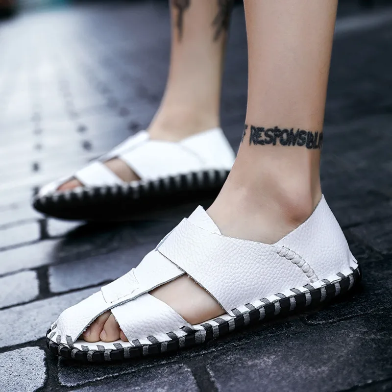 

Wear-resistant Shoes For Men Designer Light Men's Sandals Flat Non-slip Summer Casual Handmade Slippers Breathable Famous Brand