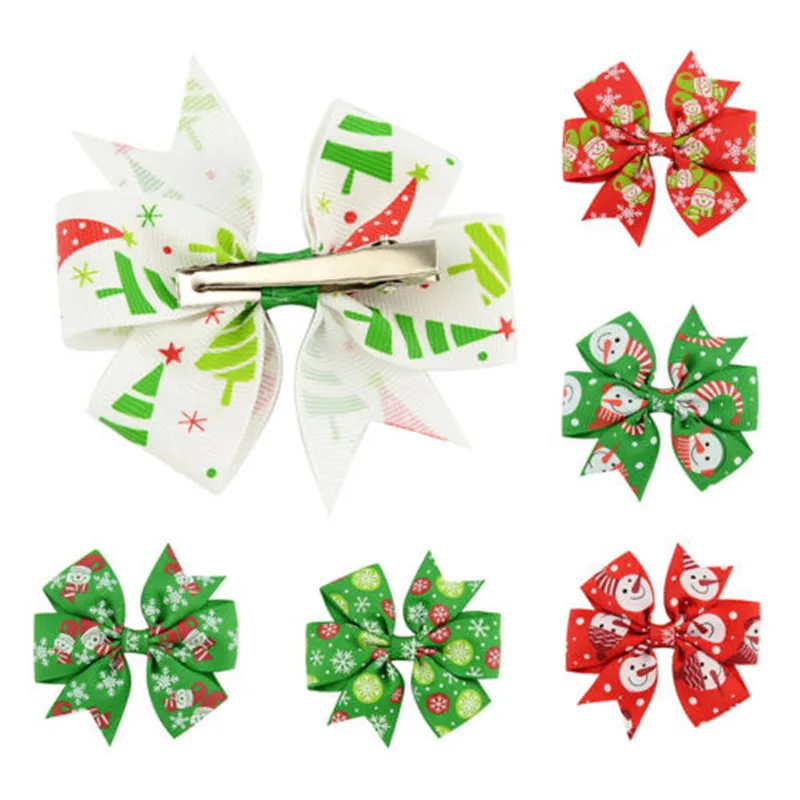 6 шт. ручная работа бант для волос зажимы аллигатора лента маленьких девочек