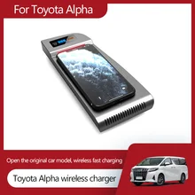 Car QI Wireless Charger For Toyota Alpha Accessories 15W Fast Charging Pad Interior Modification Parts 2015-2021