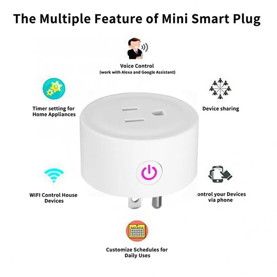 Умная розетка с Wi Fi и голосовым управлением через приложение для Alexa / Google Home US 100 240