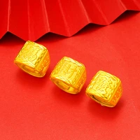 vintage engraving chinese lucky rings for women men punk unusual carved wide finger 24k gold color wedding ring jewelry gifts