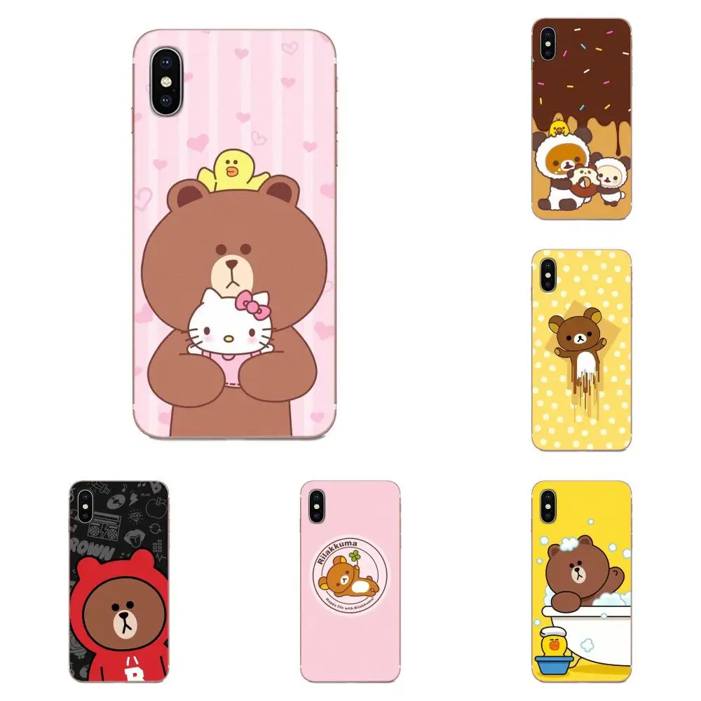 Милый чехол с медведем Rilakkuma для Apple iPhone 4 4S 5 5C 5S SE 6 6S 7 8 11 Plus Pro X XS Max XR