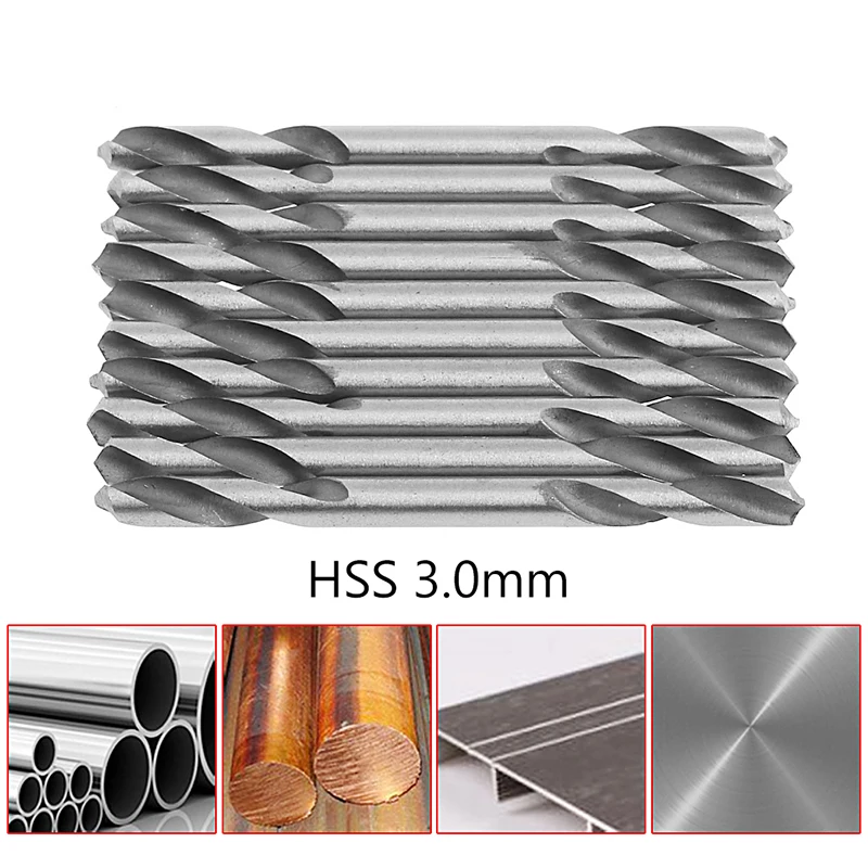 

10Pcs 3mm HSS Double Ended Spiral Torsion Drill Tools Drills Set (Material: High Speed Steel)