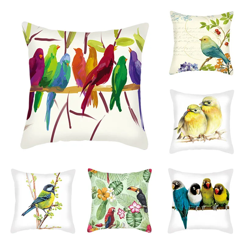 

Cushion Covers Imitation Super Velvet Parrot Printed Single-sided Custom Pillowcases Dustproof Car Home Decoration 45*45cm 1pc