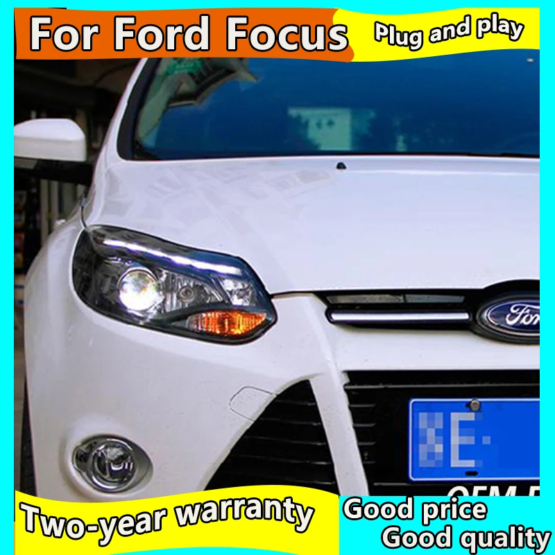 

Автомобиль Стайлинг для Ford Focus 3 светодиодный ные фары 2012- 2014 для focus ST стиль светодиодный DRL H7 Hid вариант ангельский глаз биксеноновый луч