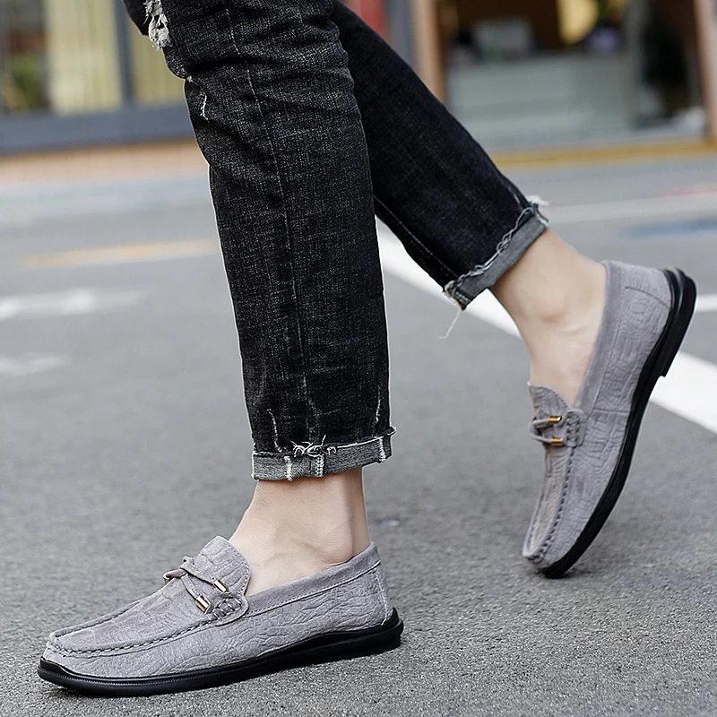 Лоферы мужские из натуральной кожи повседневная Брендовая обувь-топ без