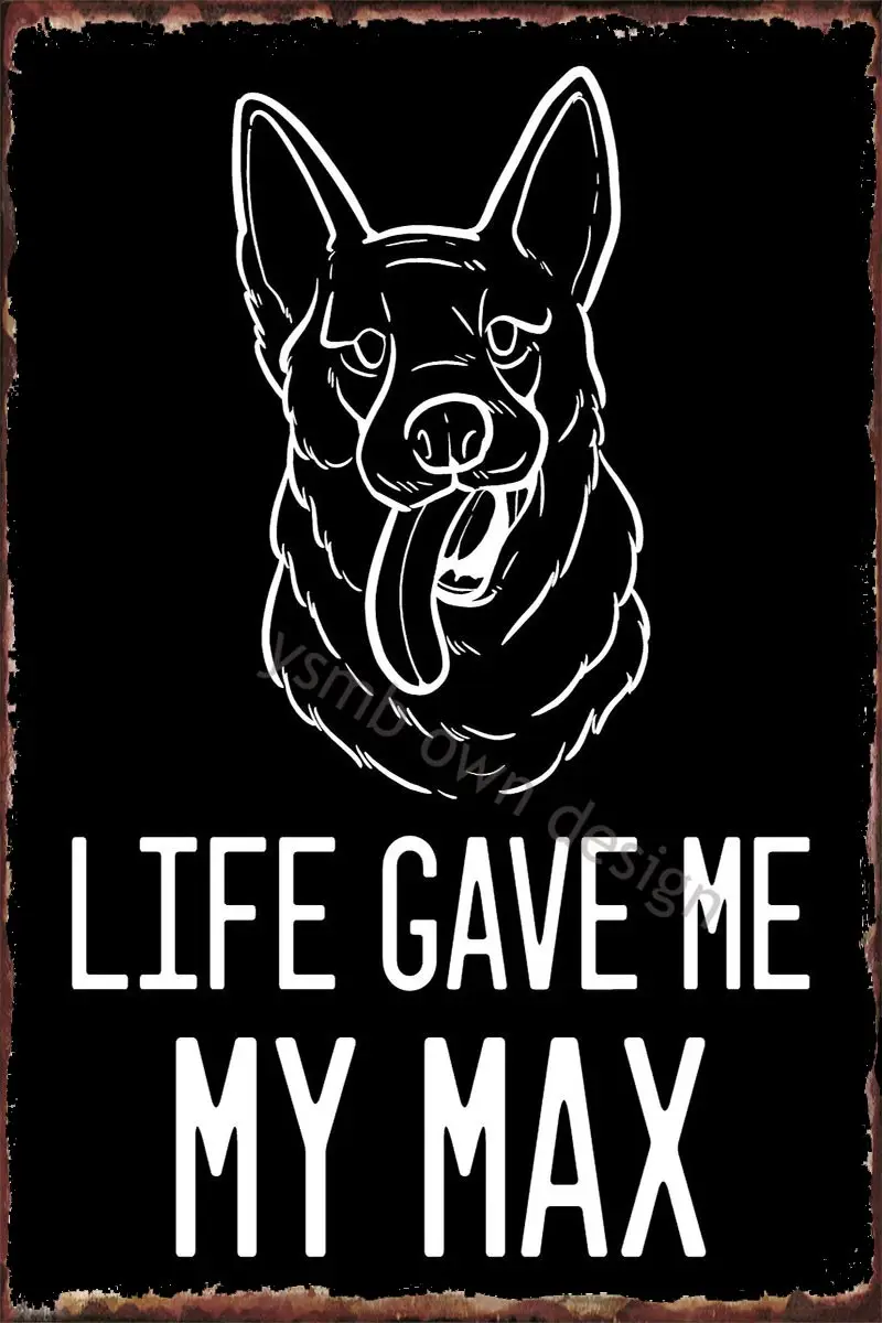 

Оловянная табличка в стиле ретро, винтажный металлический знак в стиле немецкой овчарки Макса, Ke, Настенный декор для художественного кафе, ...