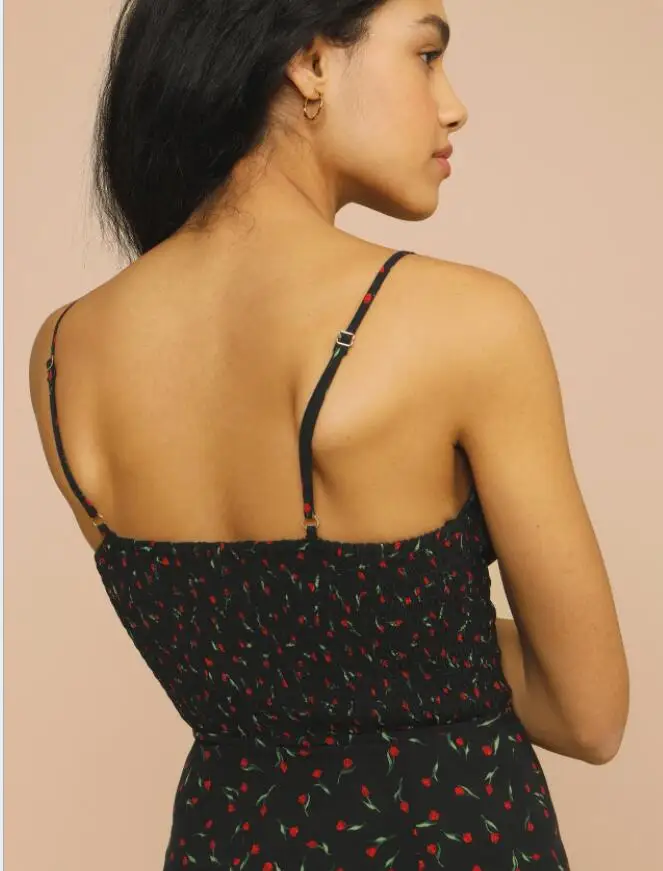 

2021 Spring Summer Women Floral Mini Dress 100% Viscose Sexy Ladies Spaghetti Strap Short Dresses Mini Robes Holiday Beach Dress