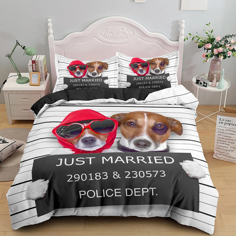 Комплект постельного белья Веселая собака с принтом животных одиночное двойное