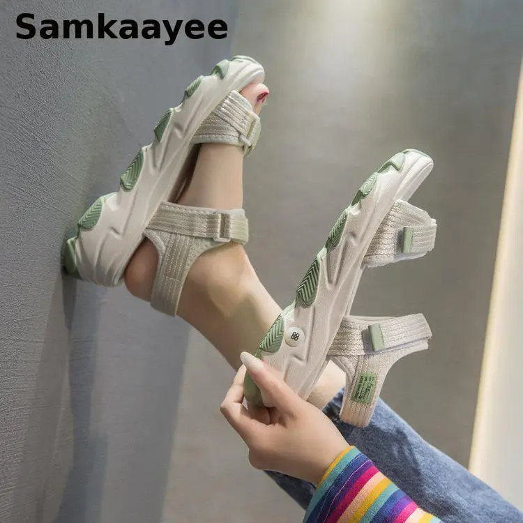 Сандалии женские на платформе босоножки липучке туфли-лодочки обувь танкетке с