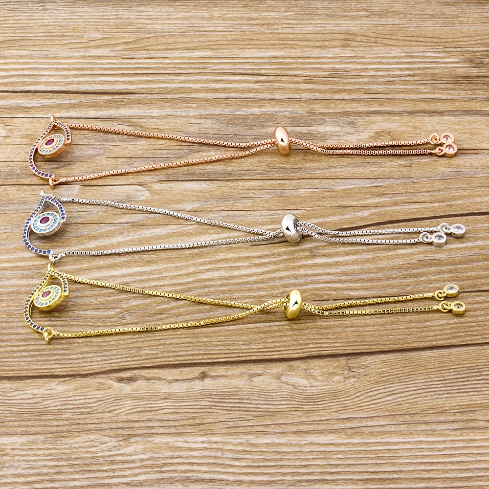 

Classic Evil Eye Bracelets Fashion Copper CZ Chain Adjustable Size Gold/White/Rose Gold 3 Colors Choice Best Jewelry For Women