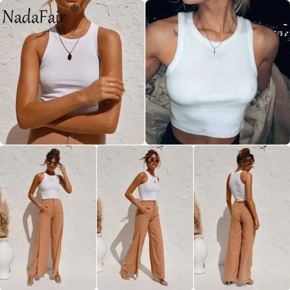 Nadafair повседневные спортивные топы на бретелях для женщин тянущиеся лето 2021 Ribber