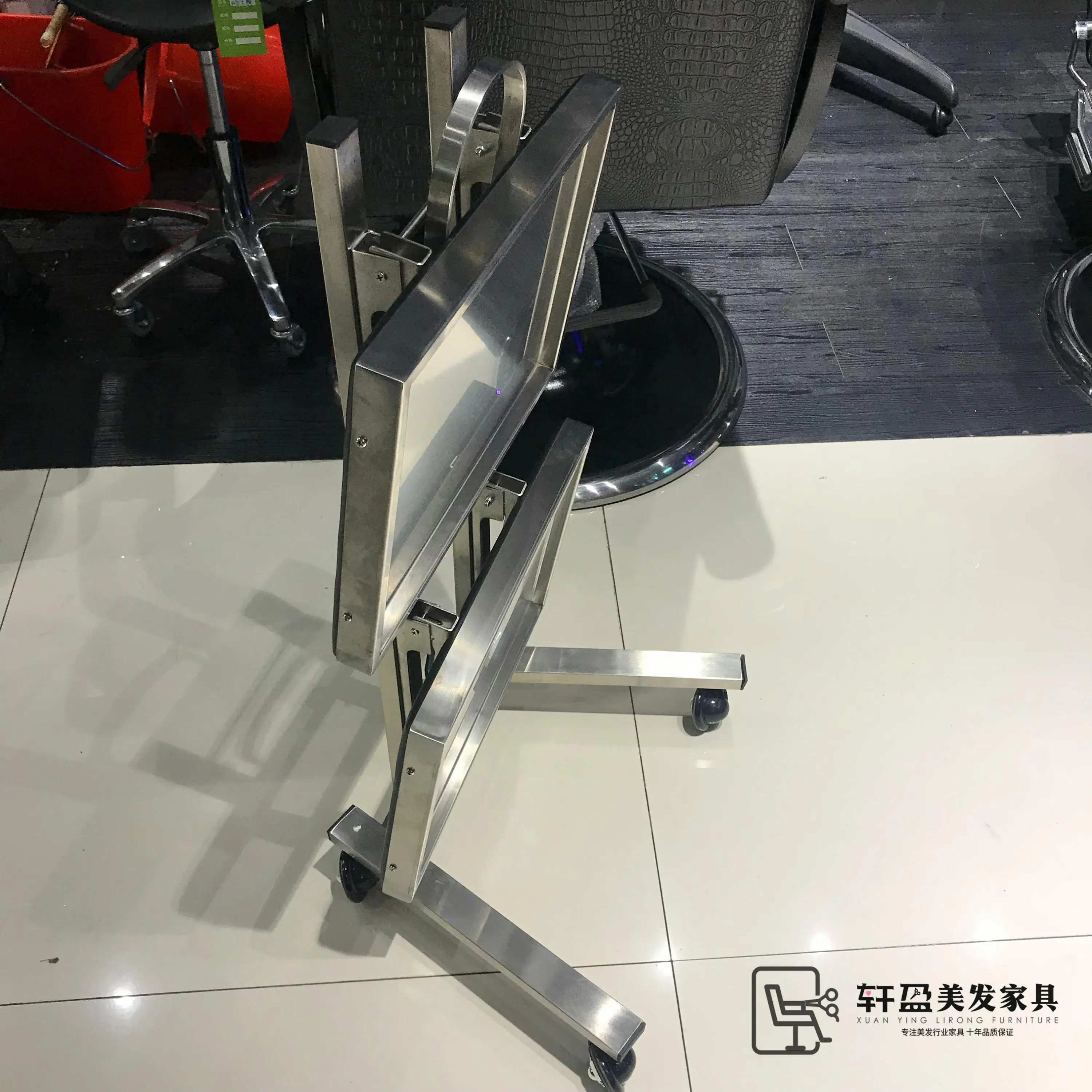 Нержавеющая сталь Парикмахерская тележка для инструментов складные две