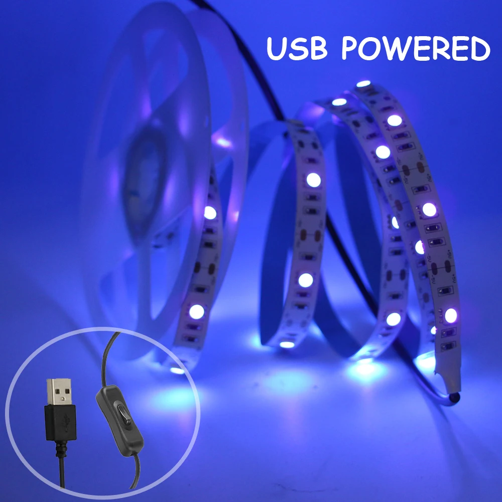 5V УФ светодиодная лента SMD5050 питаемые через USB порт/с рштепселя Non