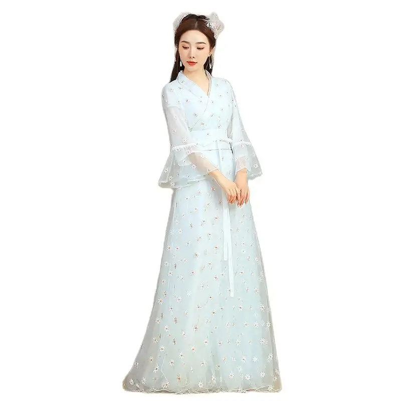 Косплей китайский современный hanfu платье Женский комплект 2021 Новый Guzheng