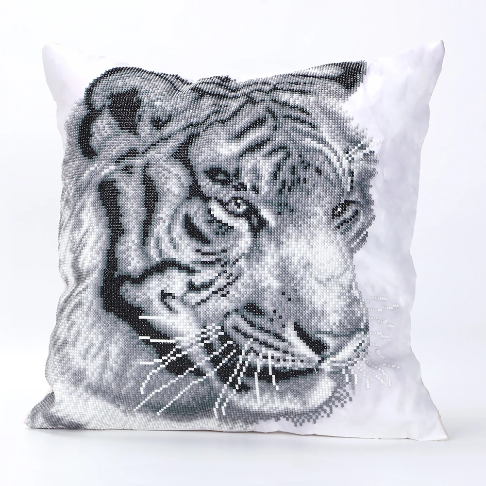 

5D DIY Diamond Paintings Round Drill Tiger Cushion Cover Replacement Pillow Case Handmade Decor Mosaic Cross Stitch Kit Embroide