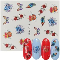 1pcs water nail decal and sticker flower feather butterfly simple summer slider for manicure nail art watermark tips