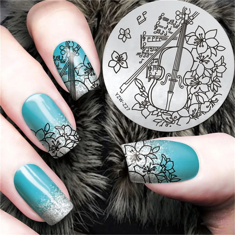 Украшение для дизайна ногтей Круглый стальной лист печати 3D маникюрная бабочка