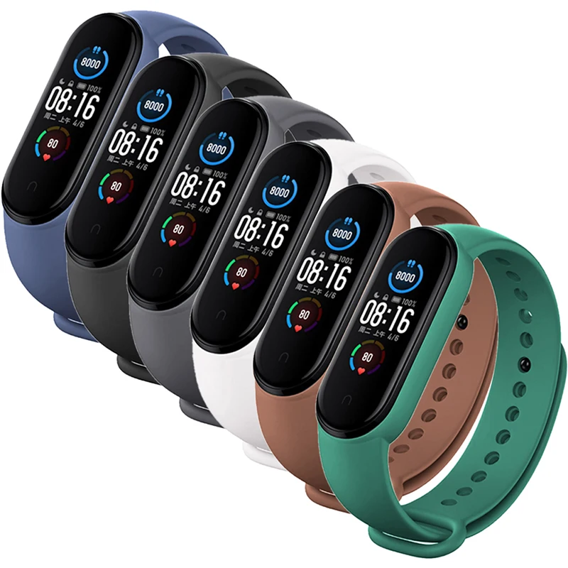 

Watch Band Black Soft Silicone Sports Wristband Suitable For Mi Band5/6 Strap Waterproof And Sweat Resistant