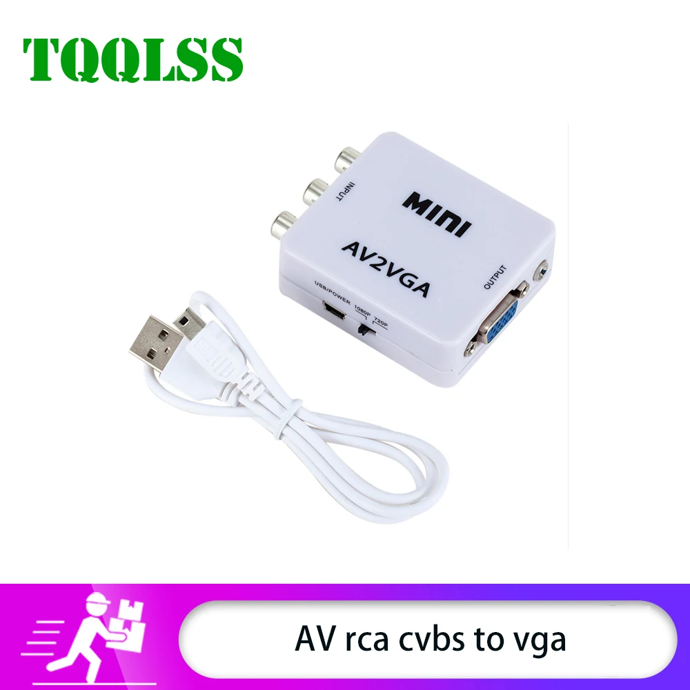 Mini HD rca композитный CVBS AV в vga конвертер av2vga с 3 5 мм аудио ouput adatper ТВ приставка DVD