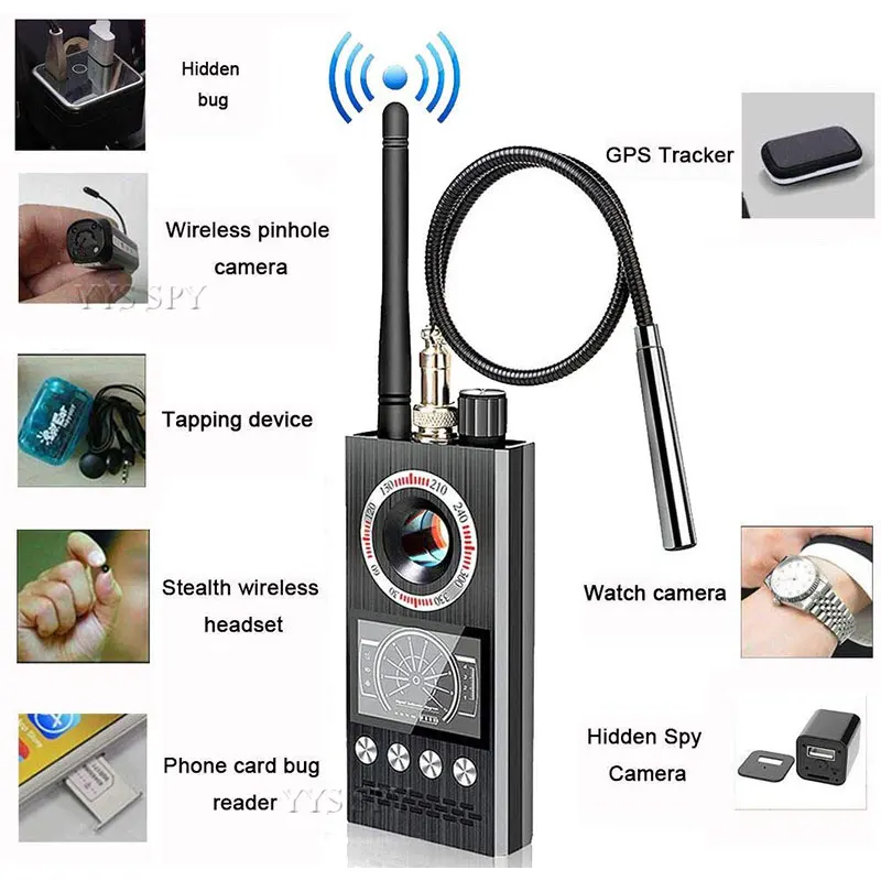 k68 anti spy wireless rf signal detector bug gsm gps tracker hidden camera eavesdropping device military professional version free global shipping