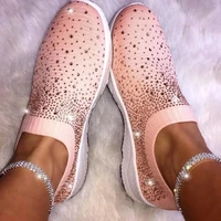 womens ladies ankle shoes flat loafers crystal fashion bling sneakers casual ladies slip on breathable casual shoes