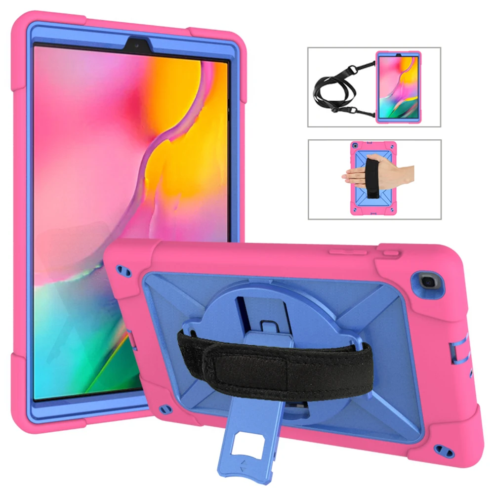 Tab A 10,1 T510 чехол 360 Вращающаяся подставка/рука+ шейный ремешок для samsung Tab A 10,1 SM-T510/T515 сверхпрочный ударопрочный