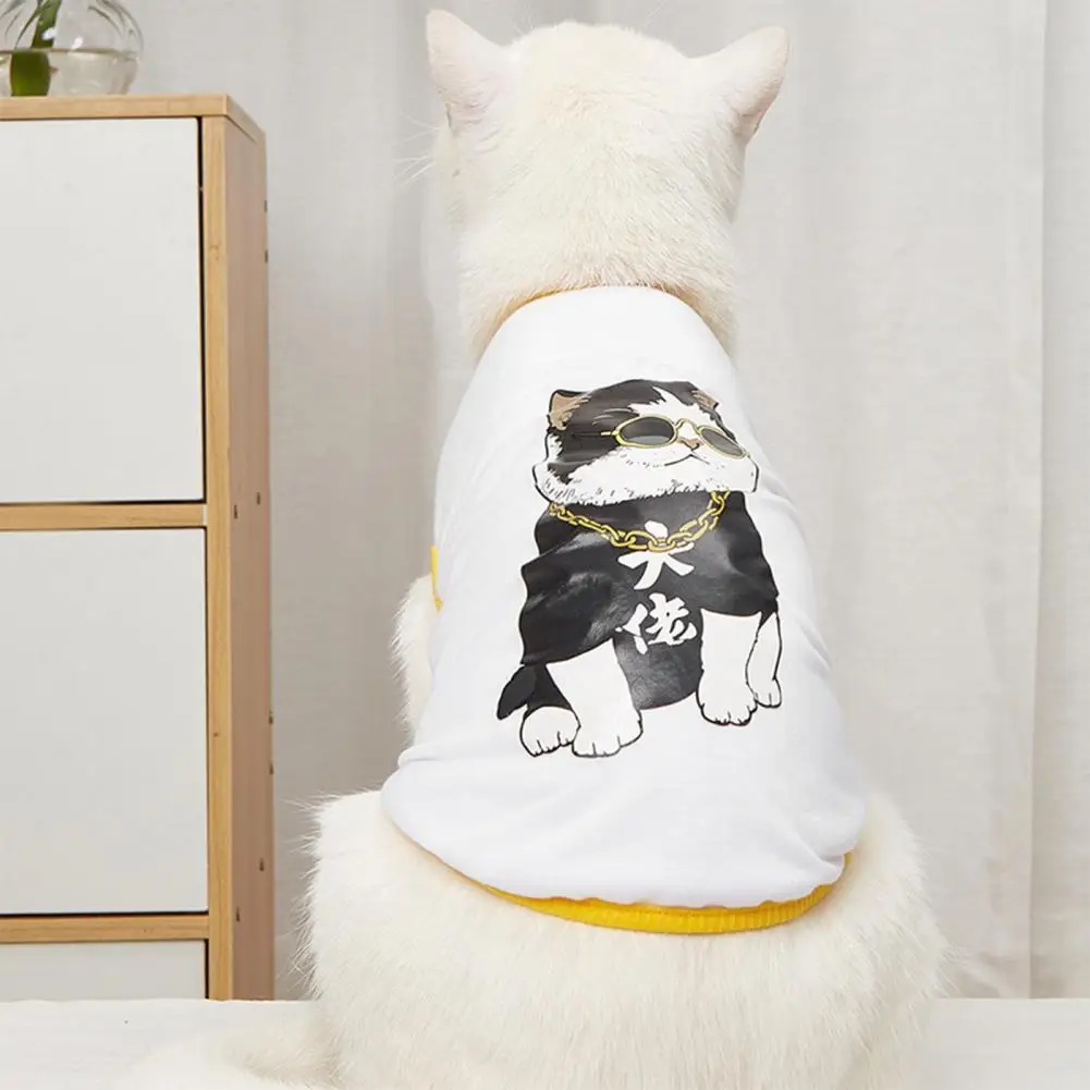 

Pet Vest Cartoon Dog Shirt Animal Printing Two-legged Polyester Round Neck Blouse T-shirt For Summer Small Dogs Costumes