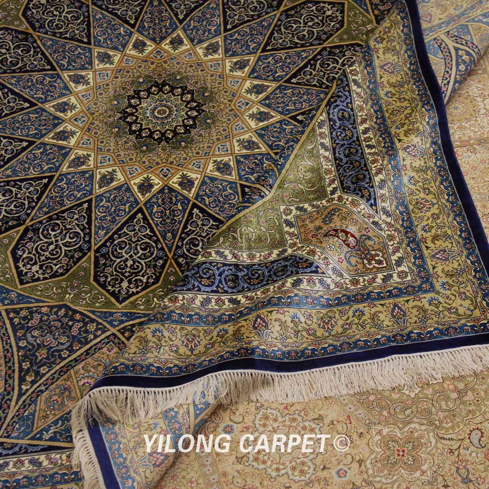 Yilong 8 'x 8' квадратный турецкий Шелковый ковер ручной работы Восточный (ZQG353A