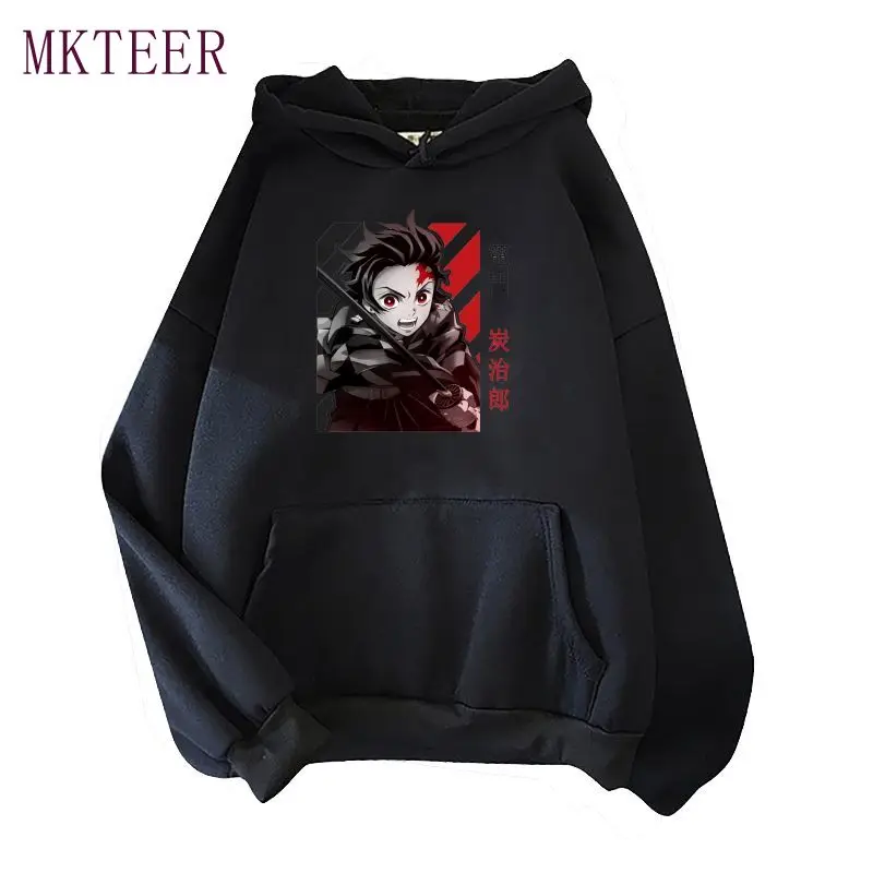 

Demon Slayer Kimetsu No Yaiba Hoodies Sweatshirt Men Black Printed Anime Warm Pullover Streetwear Casual Fashion Winter Clothes