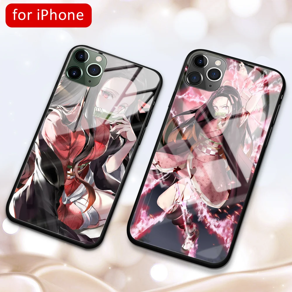 MimoseCase для Iphone 7 Kimetsu no Yaiba стеклянный чехол iphone 6 6s 8 Plus X Xr Xs Max 11 Pro DIY