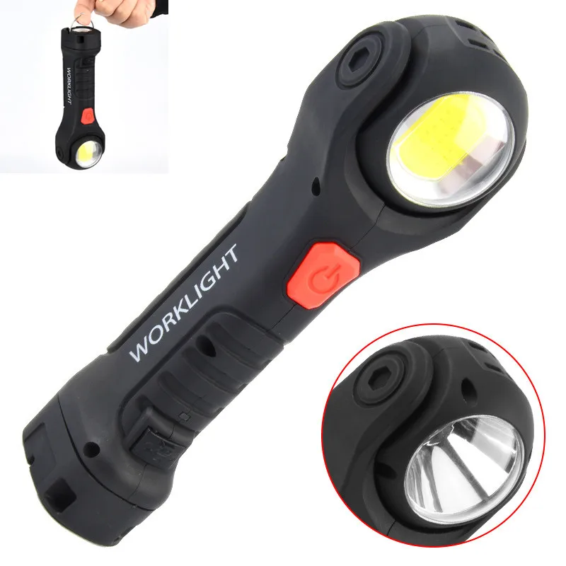 

LED Flashlight Rechargeable Hand Held Car Light Cob Working Lamp 7 Modes LED Bulb Emergency Lamp Hanging Hook Camping Flashlight