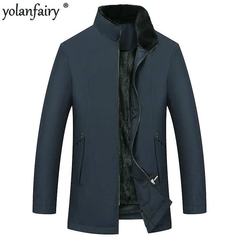 Мужское пальто с натуральным мехом норки парка подкладкой из меха теплые зимние
