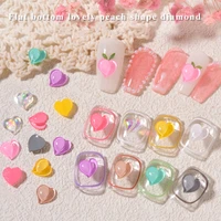 10pcs 3d lovely peach resin nail art decorations candy colorful flatback crooked heart nail ornament manicure design accessories