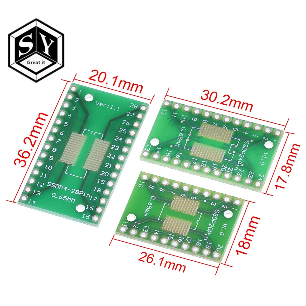 Great IT 7 шт. = 7 значение* 1 шт. печатная плата комплект SMD поворот к DIP SOP MSOP SSOP TSSOP SOT23 8 10 14 16 20 24 28 SMT To DIP