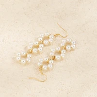 temperament simulation pearl flowers hanging dangle earrings for women girls long pearl tassel earrings vintage accessories