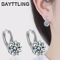 bayttling silver color 18mm luxury multicolor round zircon earrings for women fashion wedding party jewelry gifts