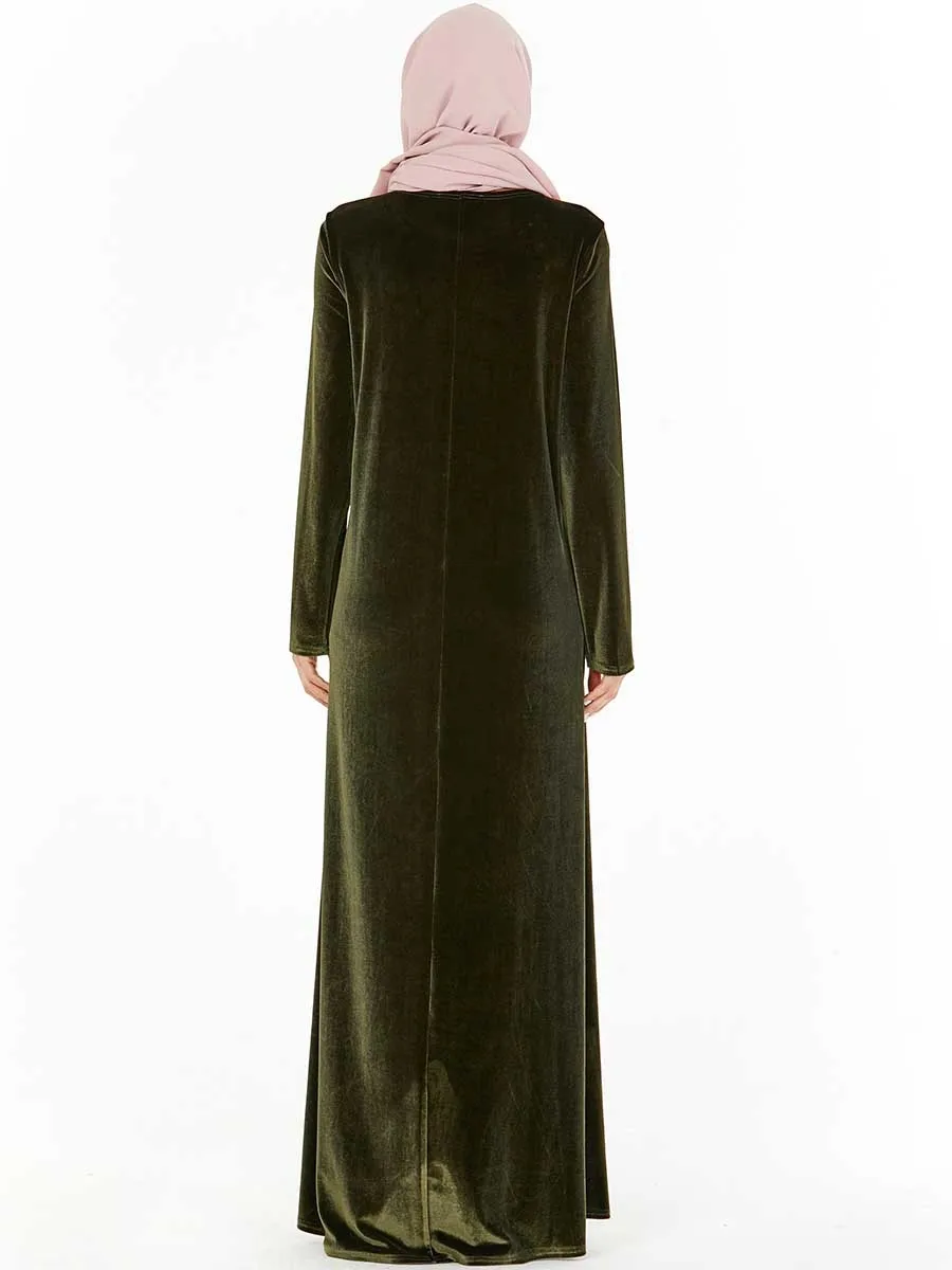 Зимняя бархатная абайя арабское мусульманское хиджаб кафтан марокканская Tesettur