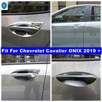 accessories side door handle bowl decoration cover trim fit for chevrolet cavalier onix 2019 2022 chrome carbon fiber look