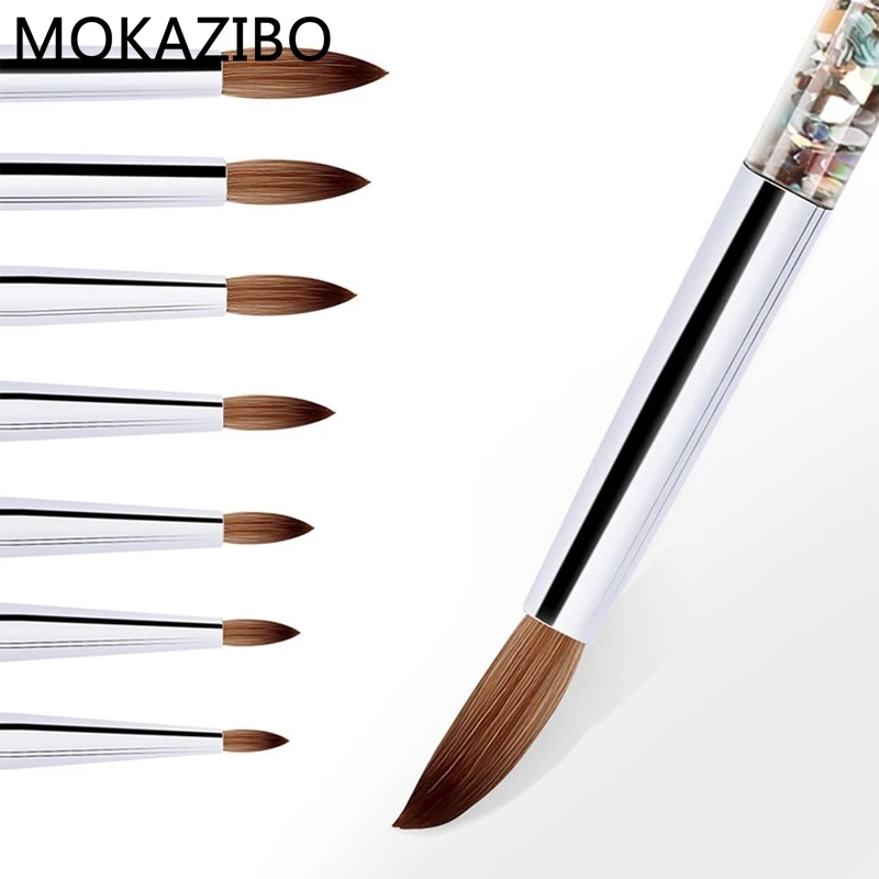 

New Glitter Handle Nail Art Brush for Acrylic Powder 100% Nylon Manicure Acrylic Nails Round Nail Art Brush With Liquid#ZYNWY-41
