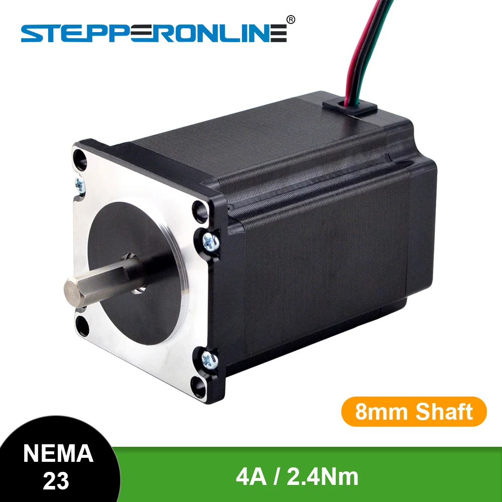 Motor de Passo Stepperonline Nema 4a d = 8mm Nema23 Stepping Motor Cnc Roteador Gravura Fresadora 23 2.4nm 57x82mm