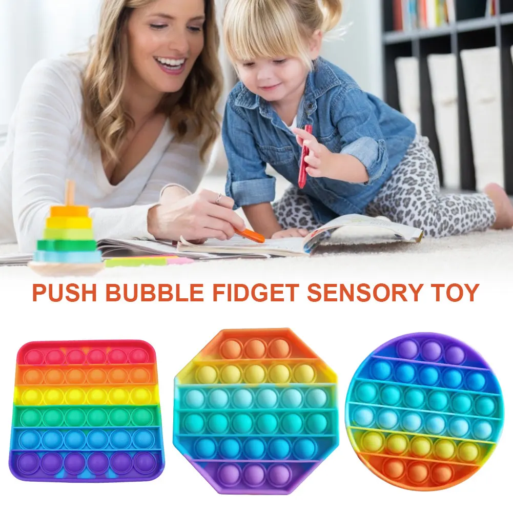 

Push Pop Bubble Fidget Sensory Toy Stress Reliever Extrusion Bubble Game Educational Color Educational Toys for Kids Adults